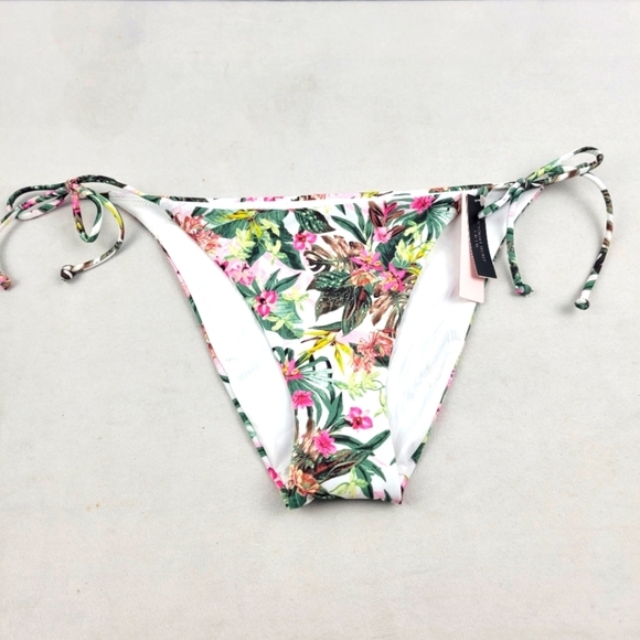 NWT Victoria's Secret Swim tie side cheeky Bikini bottoms in tropical print sz M - Picture 1 of 6